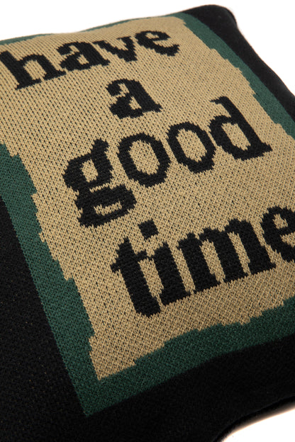 MILITARY FRAME KNITTED CUSHION COVER BLACK