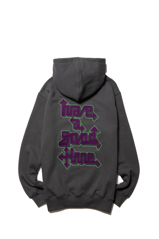 WILD GRAFFITI LOGO FLOCK PRINT PULLOVER HOODIE FL GRAYISH BROWN