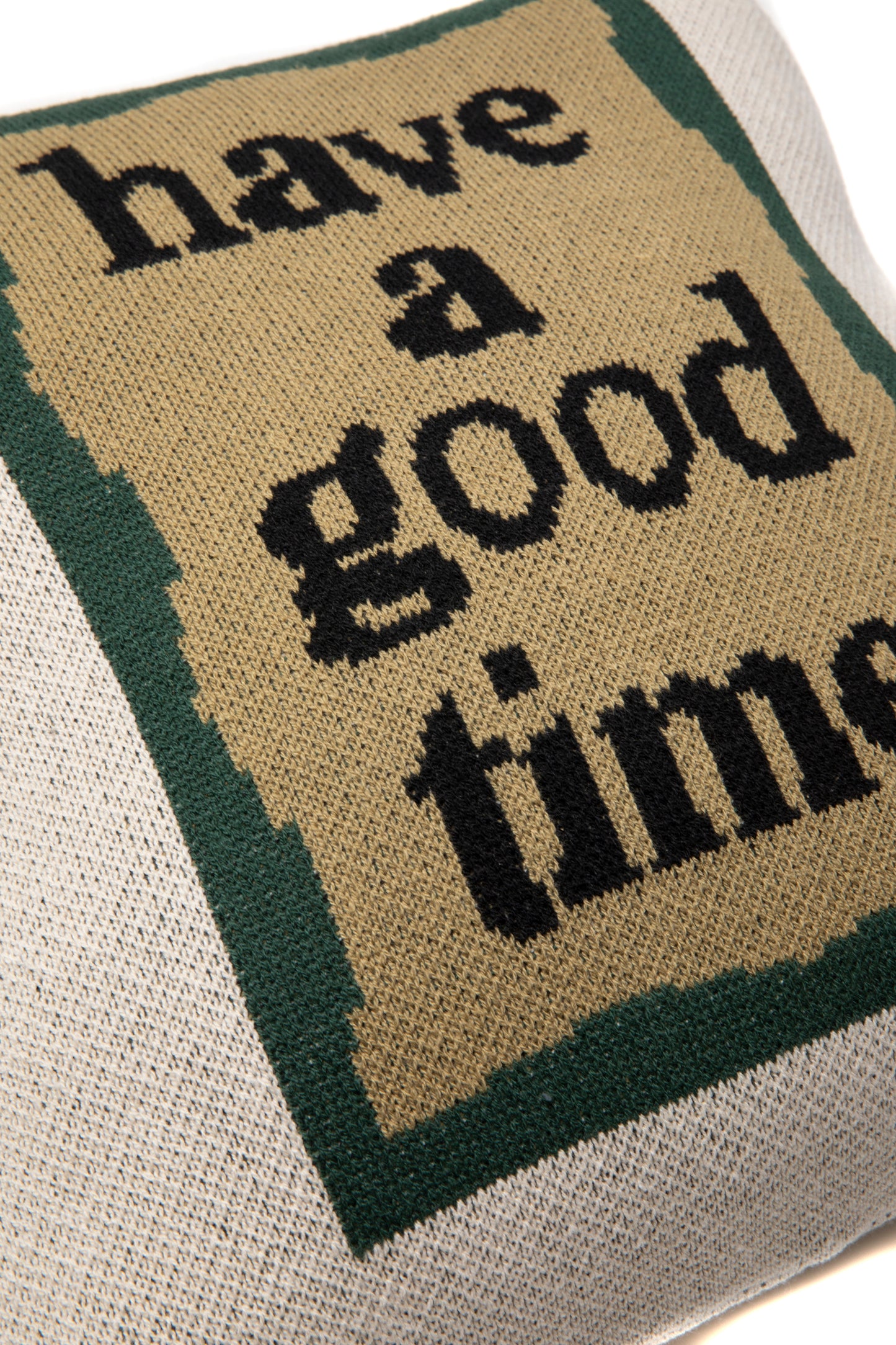 MILITARY FRAME KNITTED CUSHION COVER IVORY