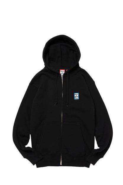 MINI MINI BLUE FRAME EMB ZIP UP HOODIE CO BLACK