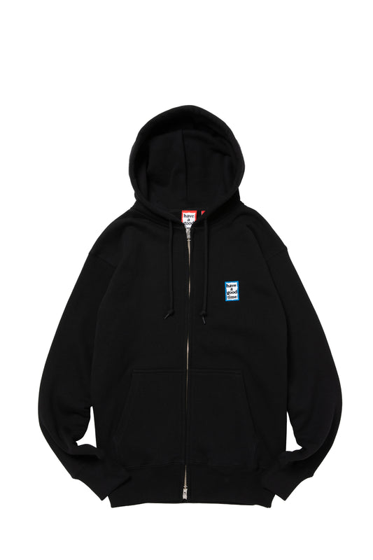 MINI MINI BLUE FRAME EMB ZIP UP HOODIE CO BLACK