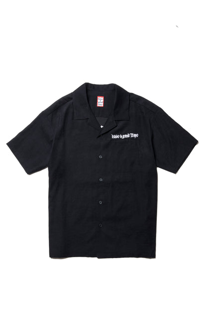 CHAIN OLD ENGLISH LOGO EMBROIDERY RELAXED S/S SHIRT BLACK