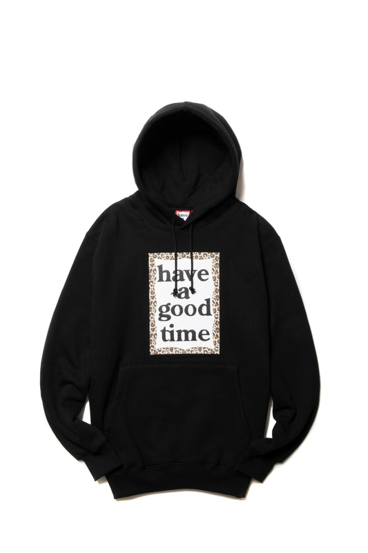 LEOPARD FRAME PULLOVER HOODIE FL BLACK