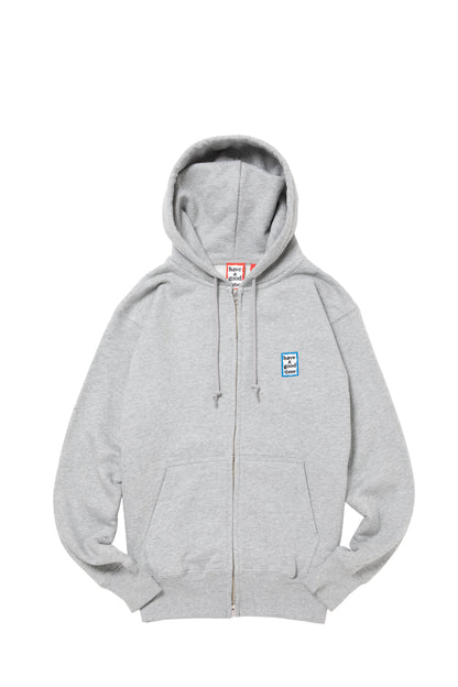 MINI MINI BLUE FRAME EMB ZIP UP HOODIE CO HEATHER GRAY