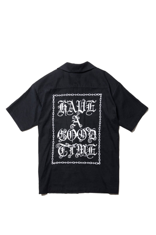 CHAIN OLD ENGLISH LOGO EMBROIDERY RELAXED S/S SHIRT BLACK