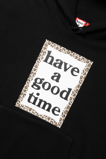 LEOPARD FRAME PULLOVER HOODIE FL BLACK