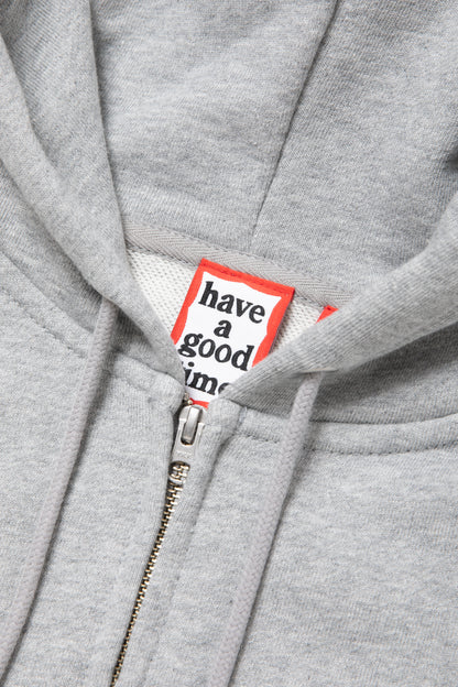 MINI MINI BLUE FRAME EMB ZIP UP HOODIE CO HEATHER GRAY