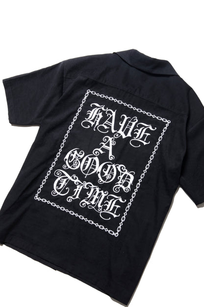 CHAIN OLD ENGLISH LOGO EMBROIDERY RELAXED S/S SHIRT BLACK
