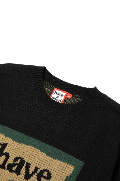 MILITARY FRAME KNIT SWEATER BLACK
