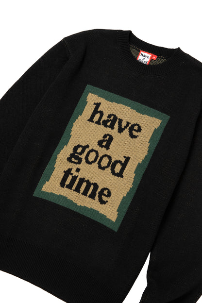 MILITARY FRAME KNIT SWEATER BLACK