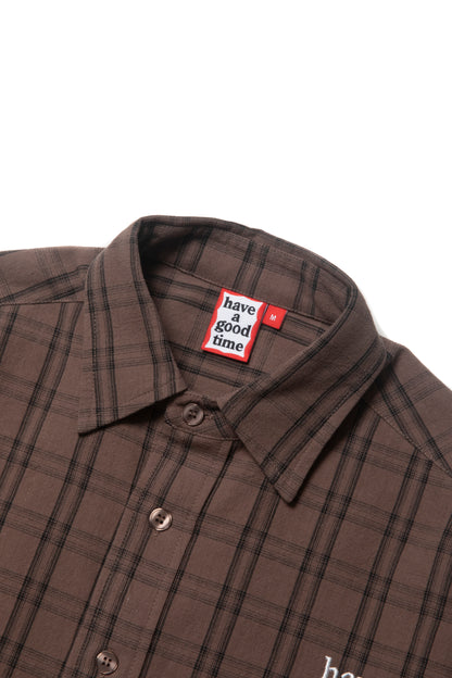 MINI LOGO S/S CHECK SHIRT BROWN