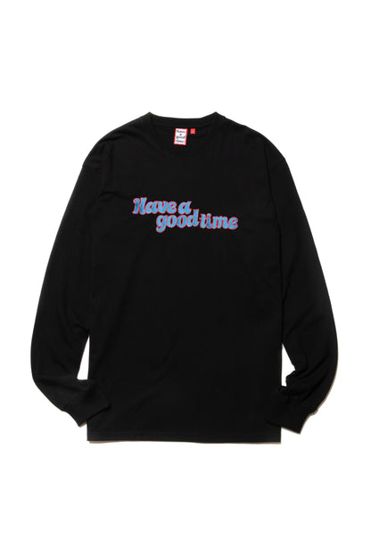 KITTEN SIDE LOGO EMBROIDERED L/S TEE BLACK