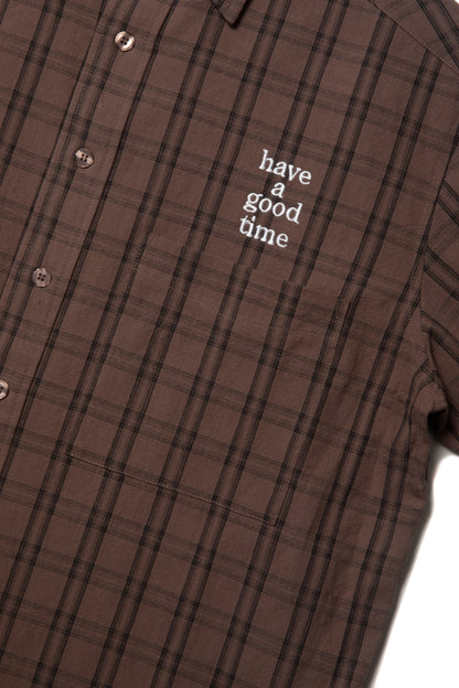 MINI LOGO S/S CHECK SHIRT BROWN