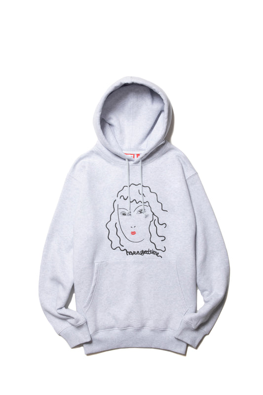 GIRL DRAWING PULLOVER HOODIE FL ASH GRAY