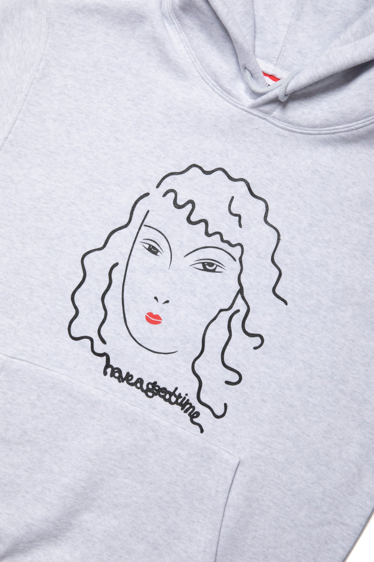 GIRL DRAWING PULLOVER HOODIE FL ASH GRAY