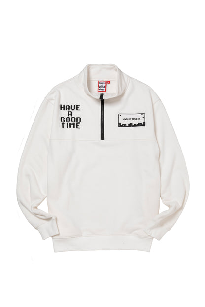 WHILE YOU WERE SLEEPING HALF-ZIP SWEATSHIRT FL WHITE