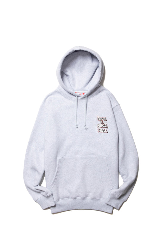 WILD GRAFFITI LOGO FLOCK PRINT PULLOVER HOODIE FL ASH GRAY