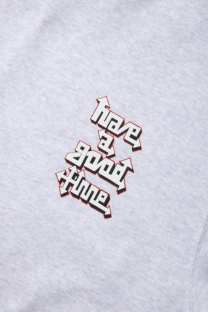 WILD GRAFFITI LOGO FLOCK PRINT PULLOVER HOODIE FL ASH GRAY