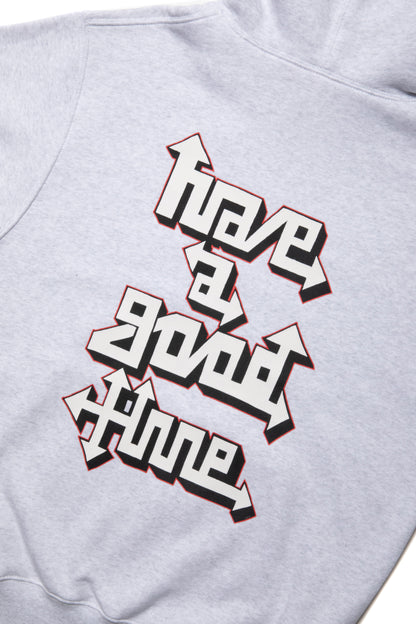 WILD GRAFFITI LOGO FLOCK PRINT PULLOVER HOODIE FL ASH GRAY