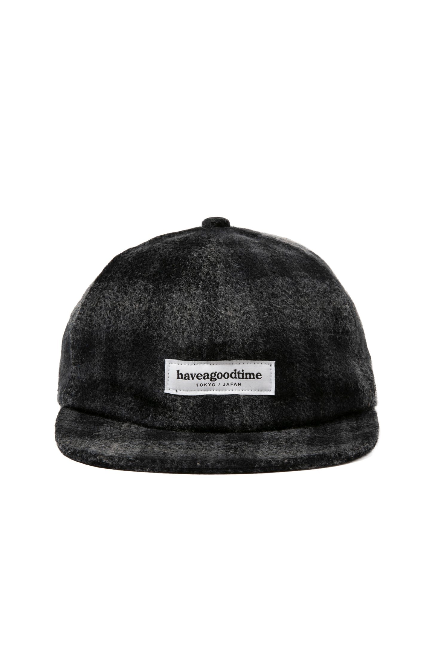 SIDE LOGO NEEDLE PUNCH CHECK CAP CHARCOAL