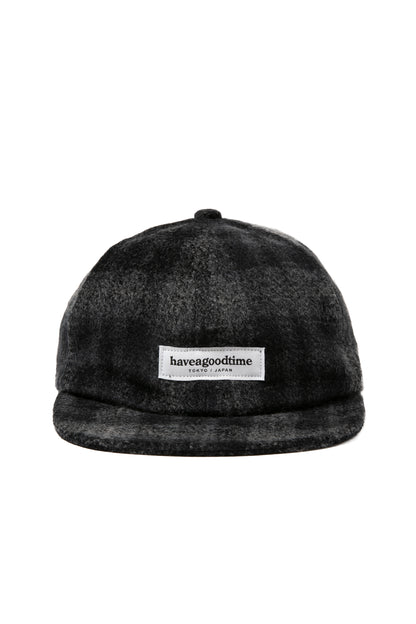 SIDE LOGO NEEDLE PUNCH CHECK CAP CHARCOAL