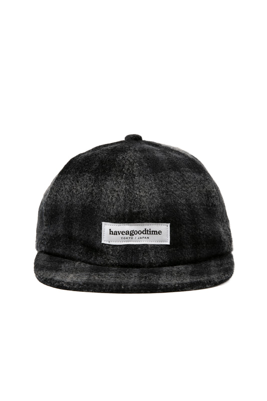 SIDE LOGO NEEDLE PUNCH CHECK CAP CHARCOAL