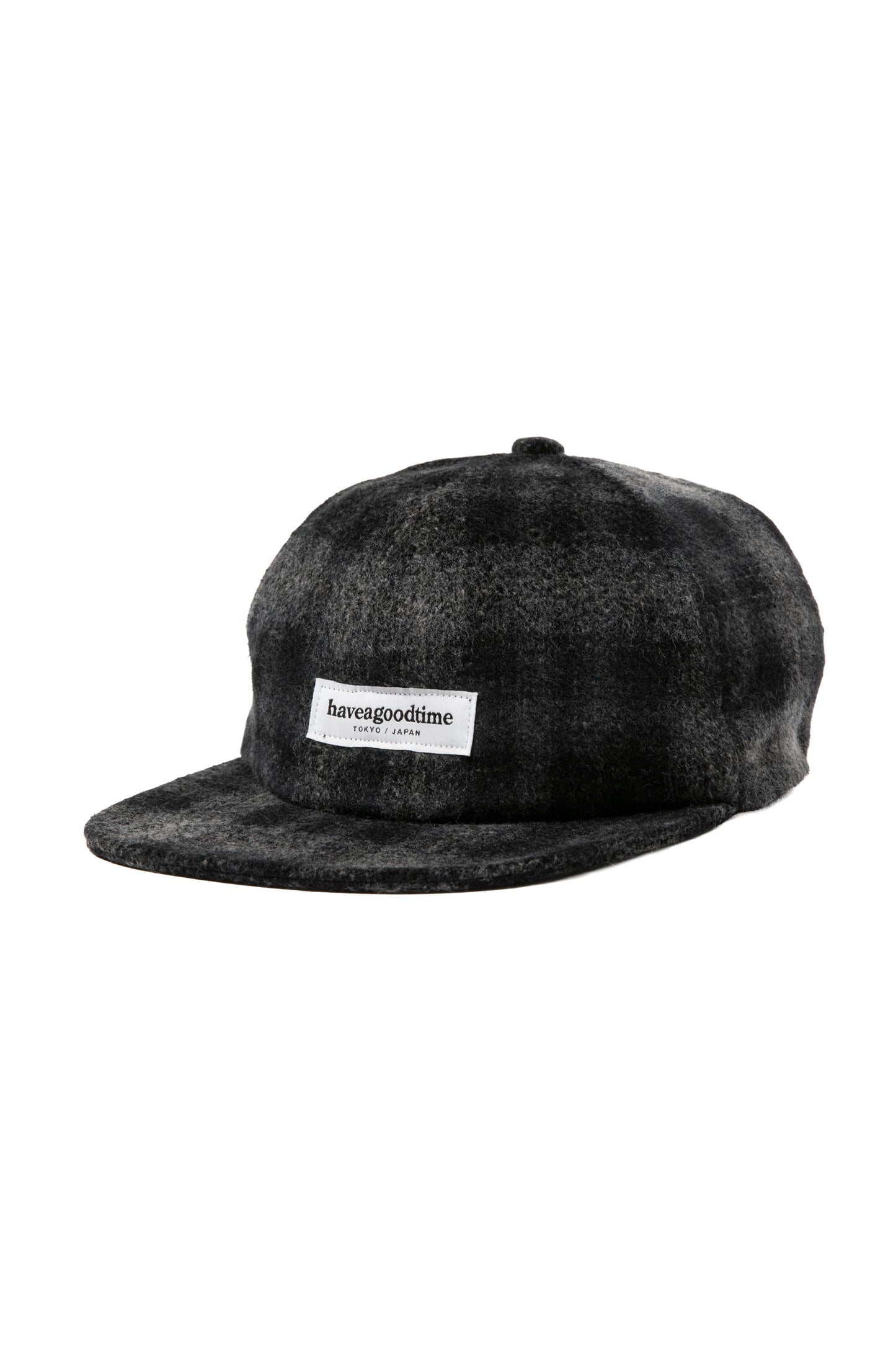 SIDE LOGO NEEDLE PUNCH CHECK CAP CHARCOAL