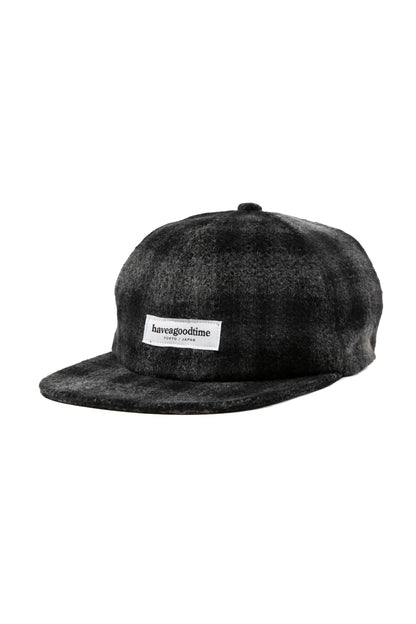 SIDE LOGO NEEDLE PUNCH CHECK CAP CHARCOAL