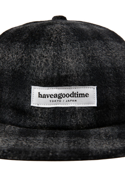 SIDE LOGO NEEDLE PUNCH CHECK CAP CHARCOAL