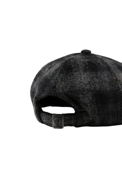 SIDE LOGO NEEDLE PUNCH CHECK CAP CHARCOAL