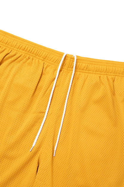 SIDE LOGO SIDE BLANK FRAME MESH SHORTS YELLOW