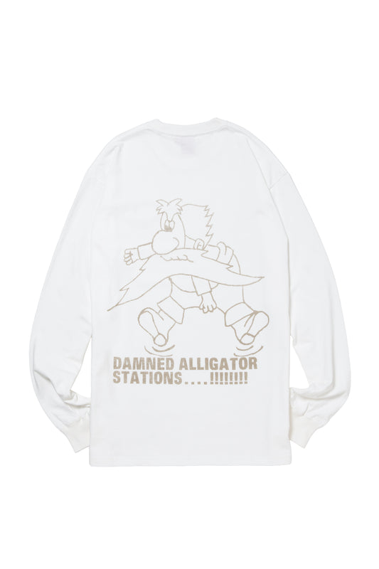 HOMERUN ALLIGATOR STATION L/S TEE WHITE