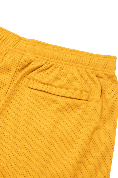 SIDE LOGO SIDE BLANK FRAME MESH SHORTS YELLOW