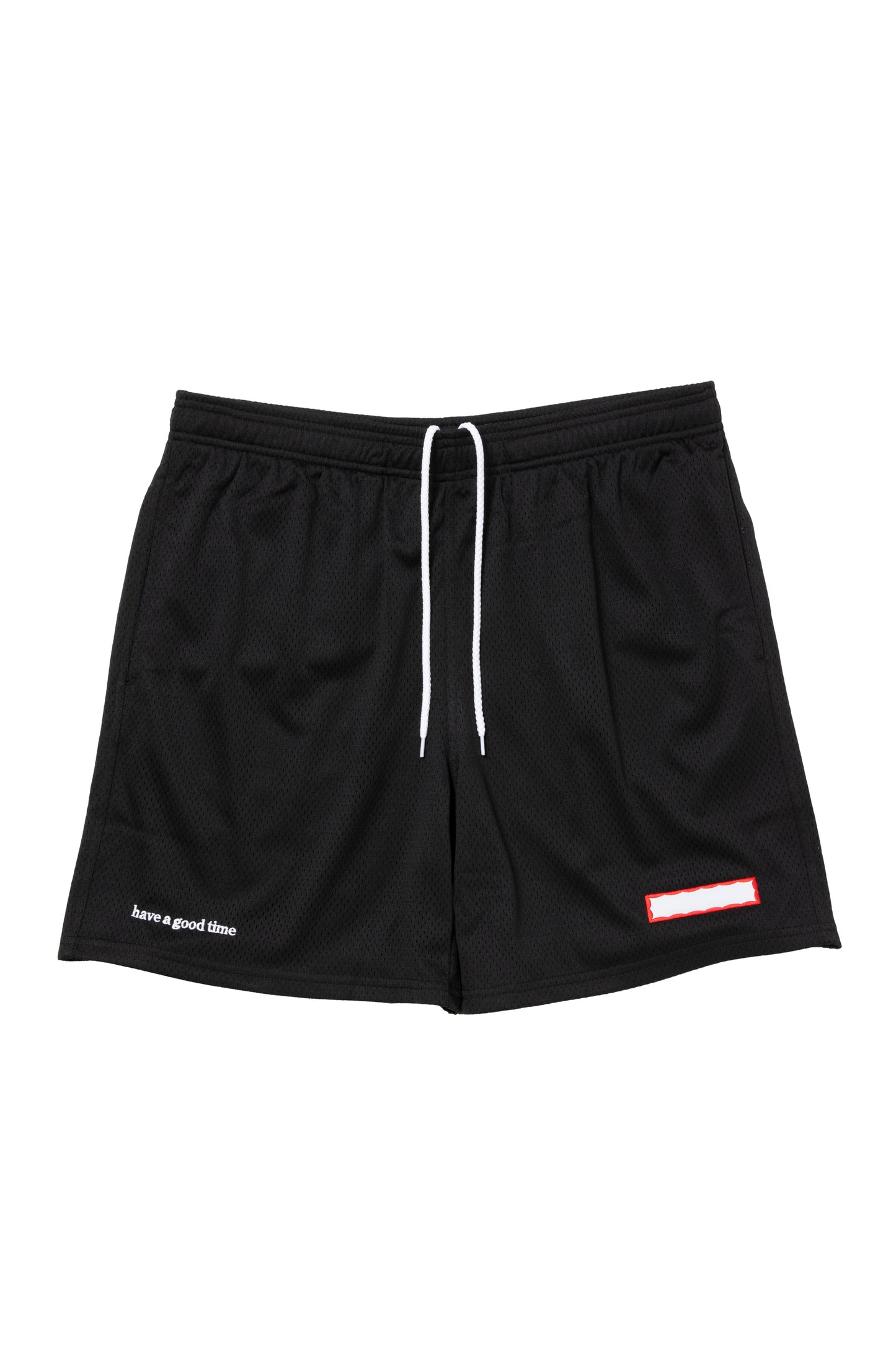 SIDE LOGO SIDE BLANK FRAME MESH SHORTS BLACK