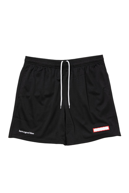 SIDE LOGO SIDE BLANK FRAME MESH SHORTS BLACK