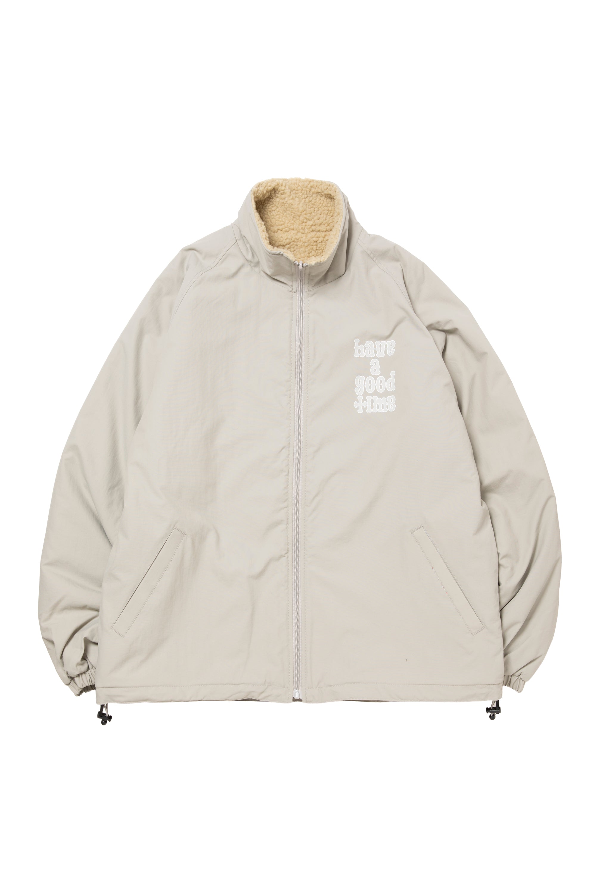 PLAYBALL LOGO REVERSIBLE BOA JACKET BEIGE – have a good time