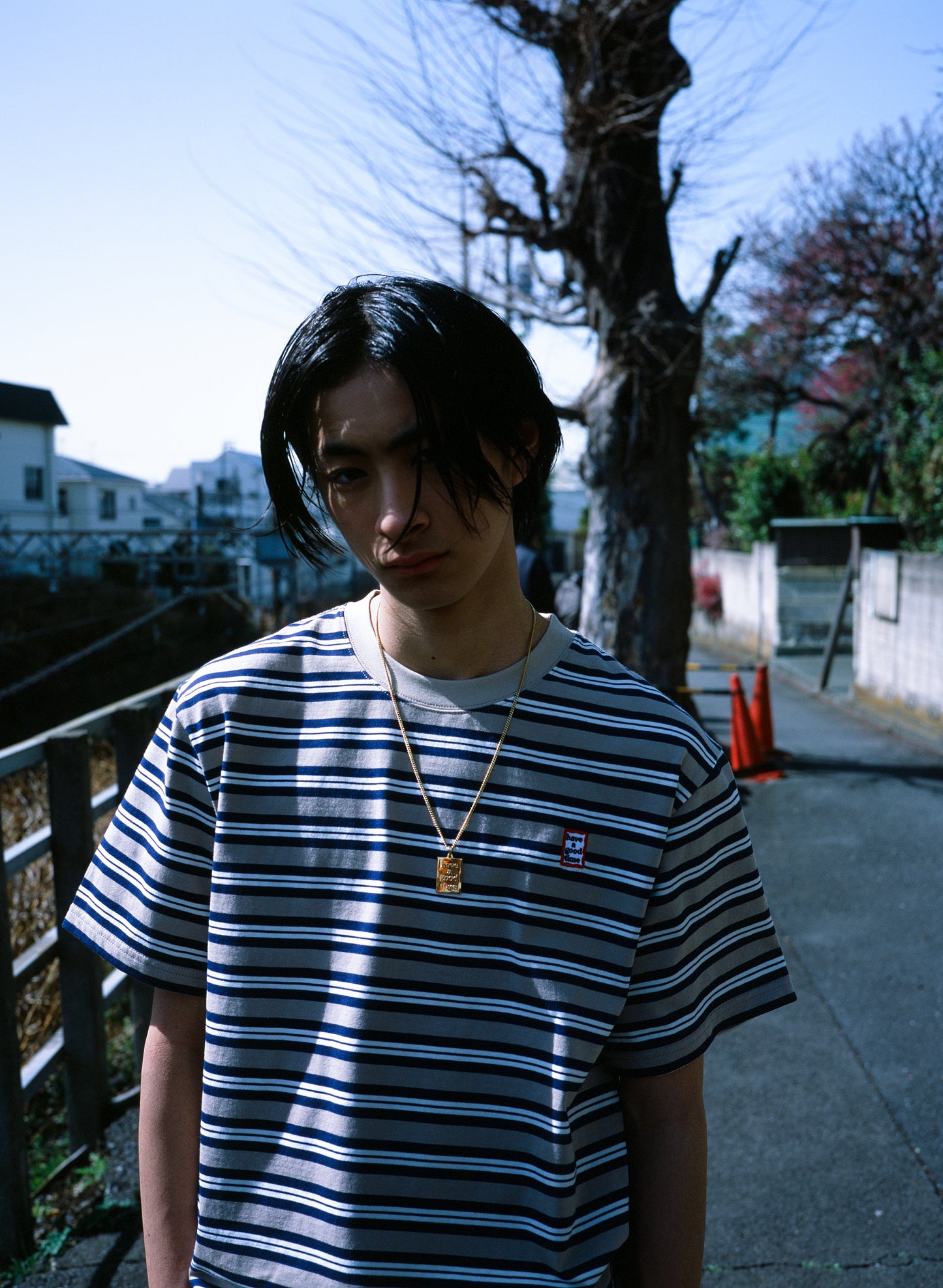 MINI MINI FRAME EMB STRIPE S/S TEE BEIGE