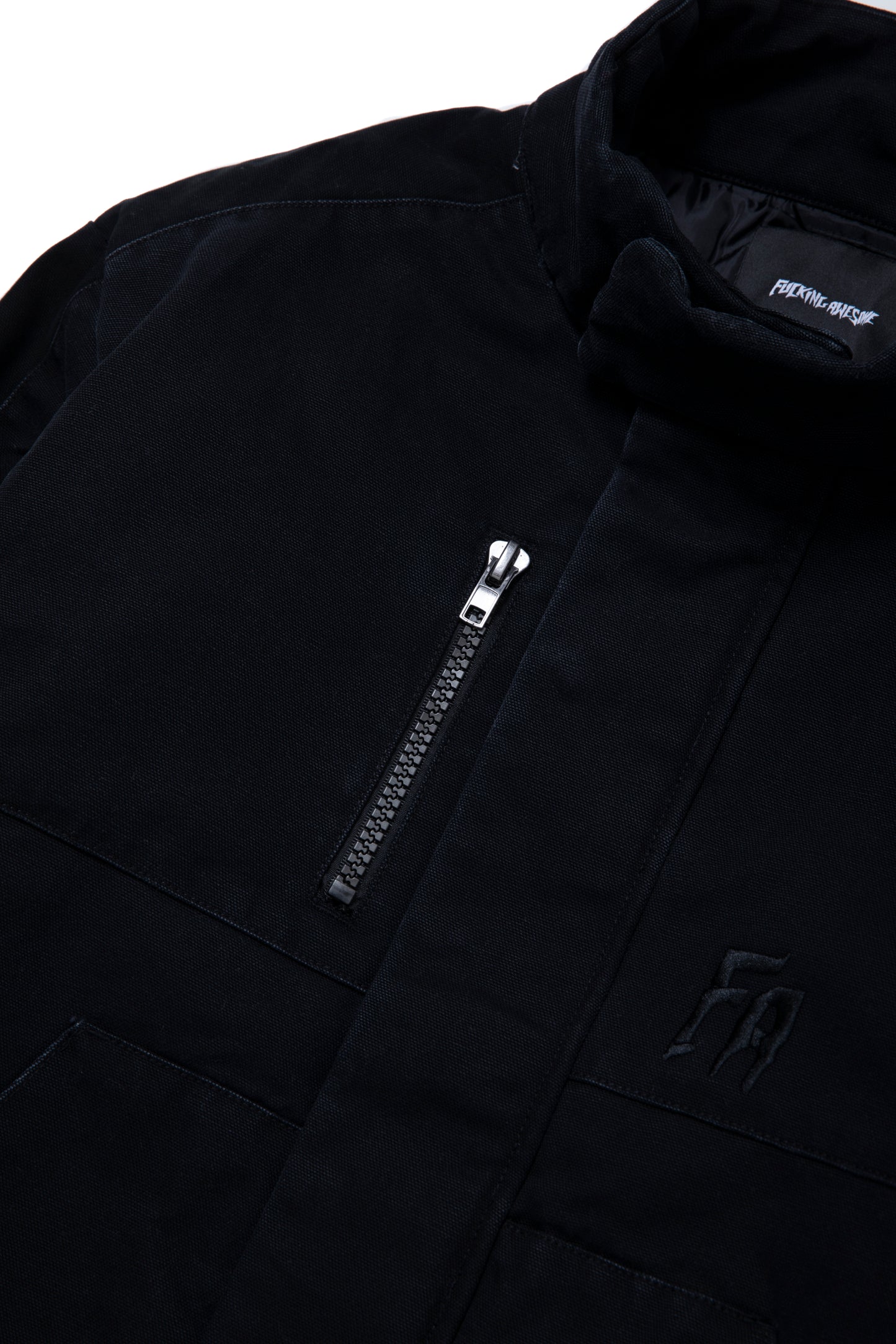 WAXED PUFFER JACKET BLACK