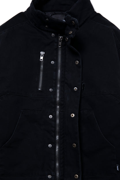 WAXED PUFFER JACKET BLACK