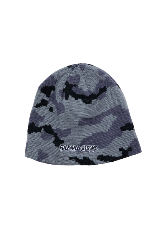 EMBROLDERED STAMP LOGO SKULLY BEANIE BLUE O/S