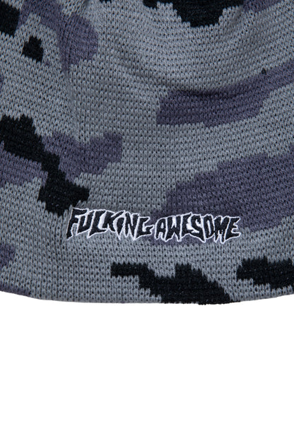 EMBROLDERED STAMP LOGO SKULLY BEANIE BLUE O/S