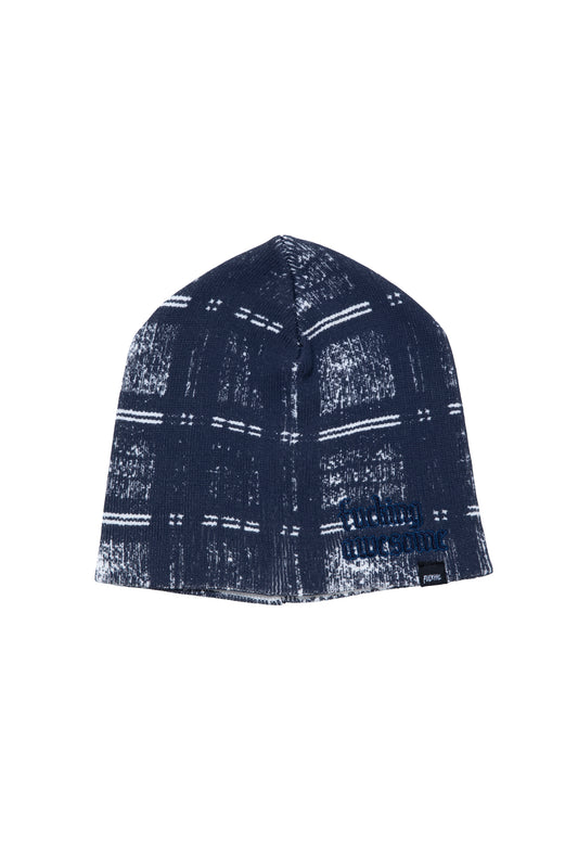 DIGITAL PLAID SKULLY BEANIE NAVY O/S