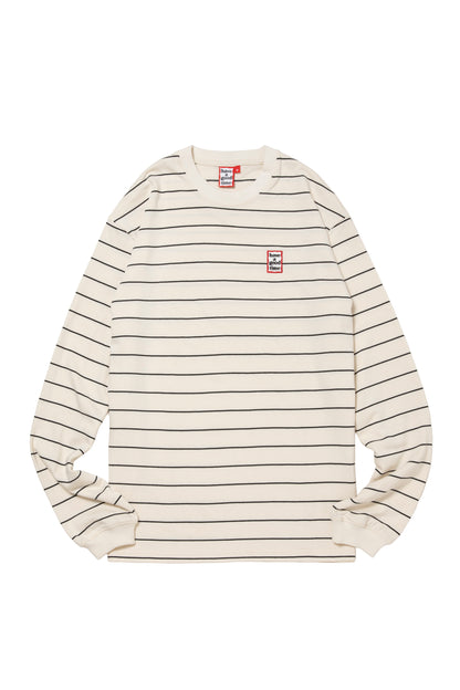 MINI FRAME EMB STRIPED L/S TEE OFF WHITE