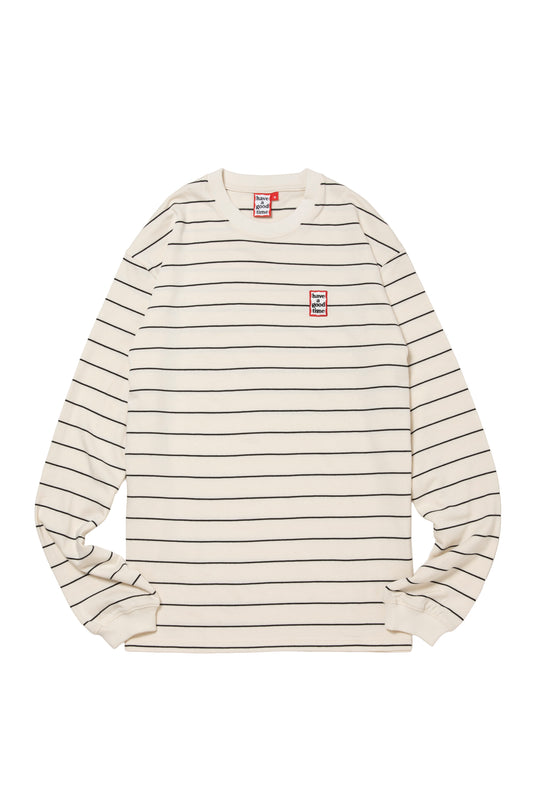 MINI FRAME EMB STRIPED L/S TEE OFF WHITE