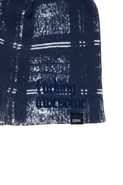 DIGITAL PLAID SKULLY BEANIE NAVY O/S