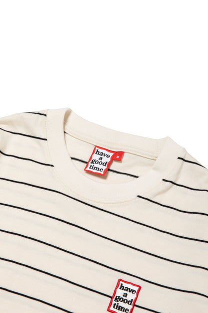 MINI FRAME EMB STRIPED L/S TEE OFF WHITE