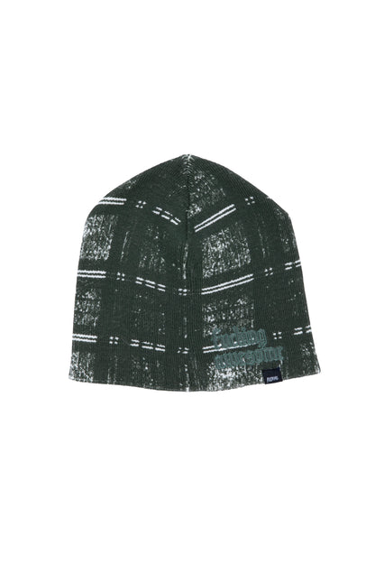DIGITAL PLAID SKULLY BEANIE GREEN O/S