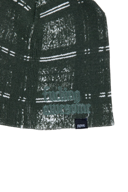 DIGITAL PLAID SKULLY BEANIE GREEN O/S