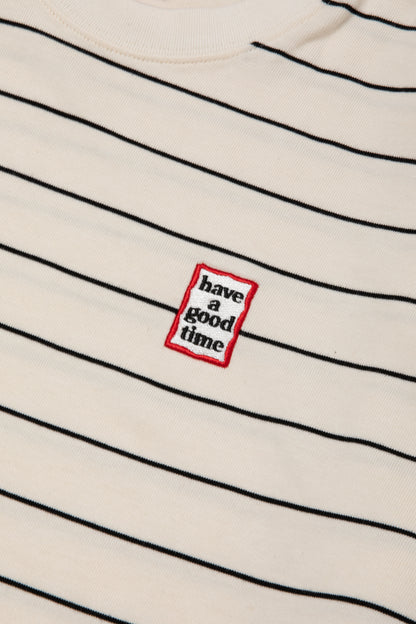 MINI FRAME EMB STRIPED L/S TEE OFF WHITE