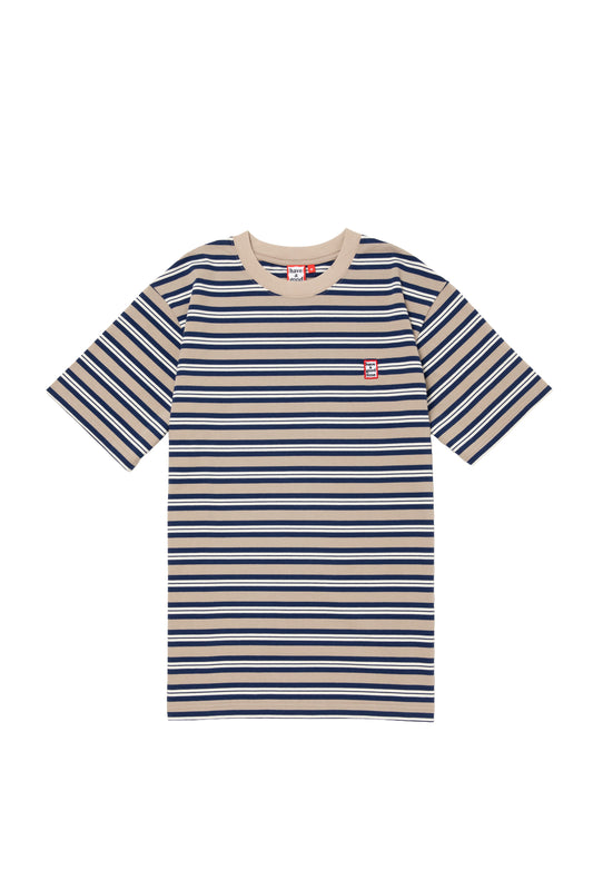 MINI MINI FRAME EMB STRIPE S/S TEE BEIGE